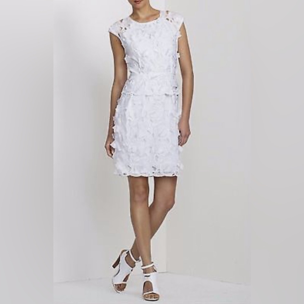 BCBGMaxAzria silk and cotton appliqué and peplum